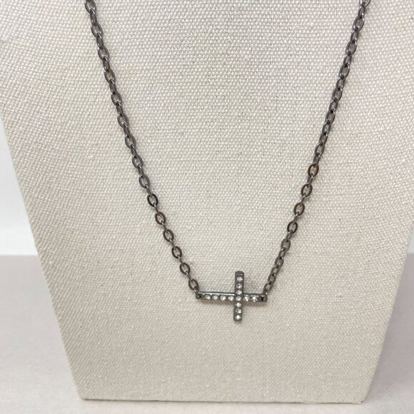 Long Cross Necklace Black Goth Whimsigoth Spirituality Minimal - Picture 2 of 11